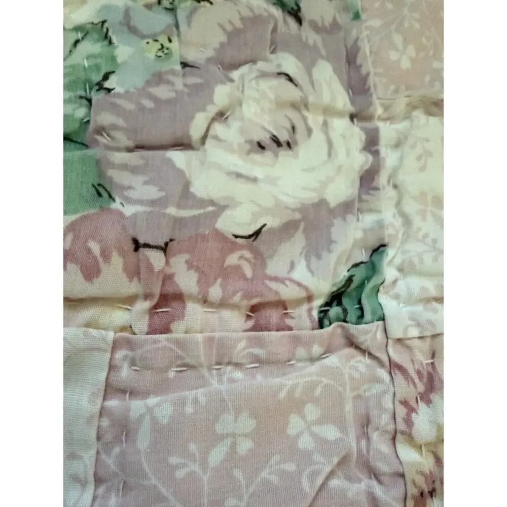 Vintage Laura Ashley Country Pink Roses Patchwork Quilt Full/queen Cottagecore